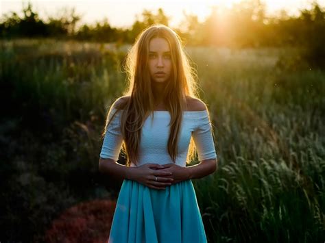 Brunette Open Mouth Women Backlighting Depth Of Field Trees