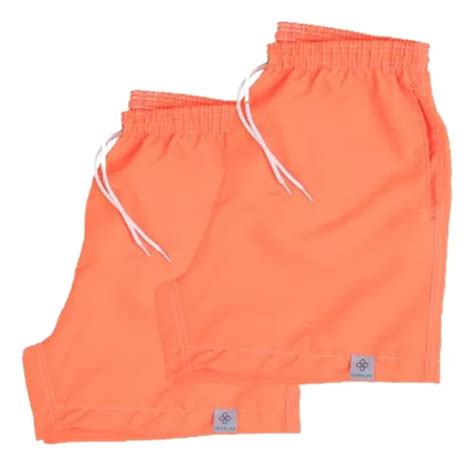 Kit 2 Shorts Tactel Laranja F Trefles Masculino Praia Curto MercadoLivre