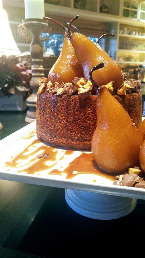 Ginger Cake With Caramel Sauce And Poached Pears Ginger Cake Caramel