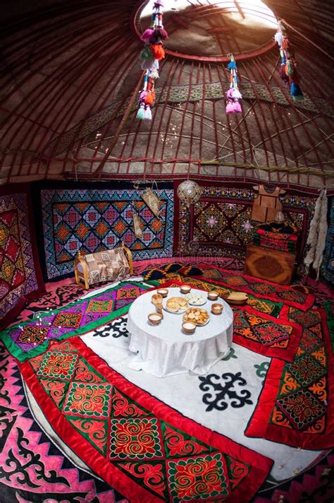 Kazakh yurt interior stock image. Image of cuisine, bawyrsak - 51972071