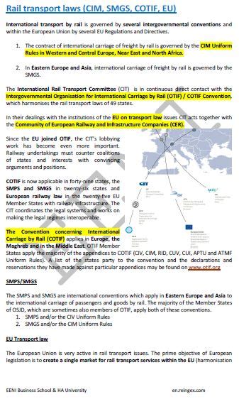 International Rail Transport Law CIM SMGS