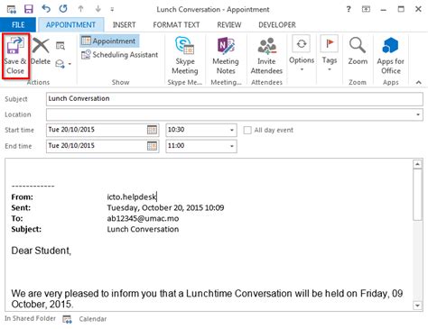 How To Quickly Create An Appointment With Details From An Email Message