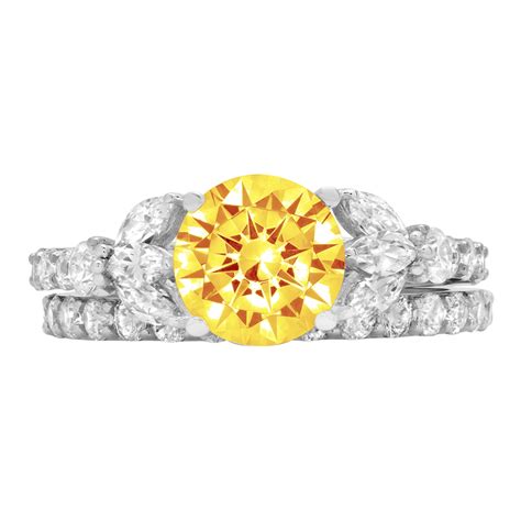 Clara Pucci 18k White Gold 2 94 Natural Citrine Engraveable Engagement