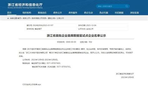 喜报！高信公司成功入选浙江省首批企业首席数据官试点企业 浙江在线