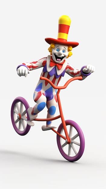 Premium Photo 3d Cartoon Clown Riding One Wheel Bike