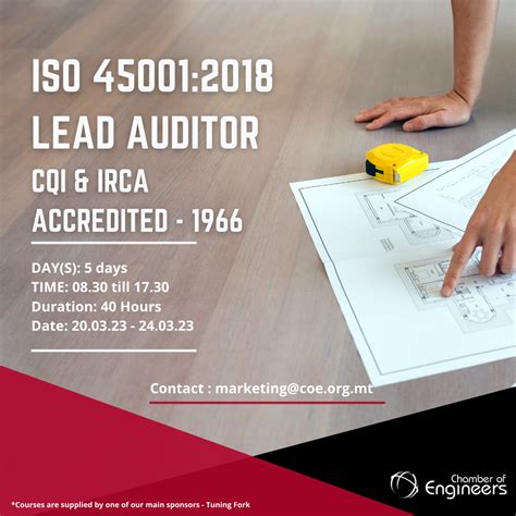 Iso 450012018 Lead Auditor Cqi And Irca Accredited 1966 Chamber