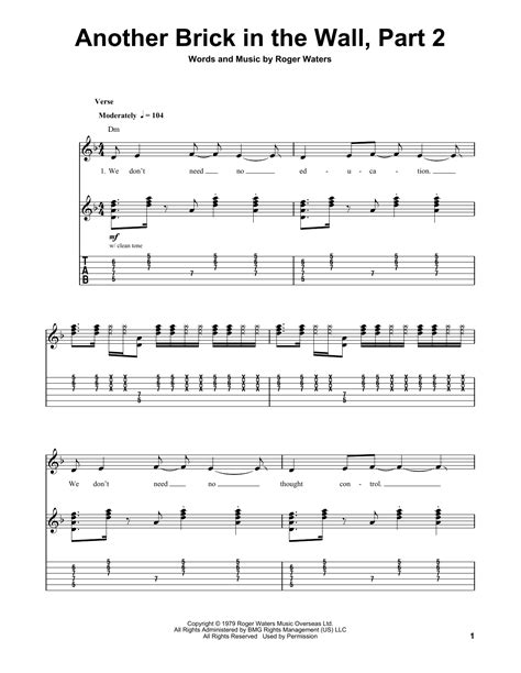 Another Brick In The Wall, Part 2 by Pink Floyd - Guitar Tab Play-Along ...