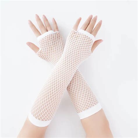 Stylish Long Black Fishnet Gloves Girls Womens Fingerless Gloves Girls