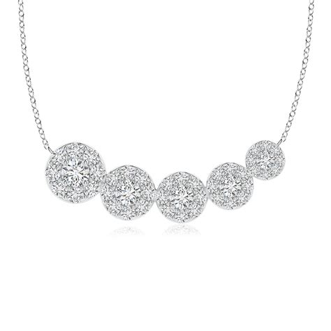 Round Diamond Halo Journey Necklace Angara