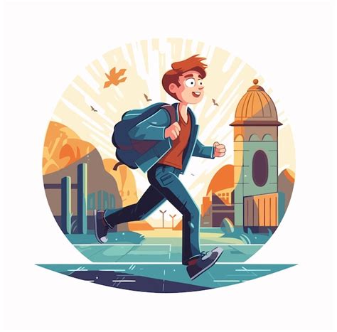 Premium Ai Image Boy With A School Bag Running To The School Vector