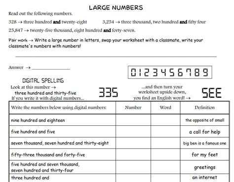 Writing Big Numbers Worksheets