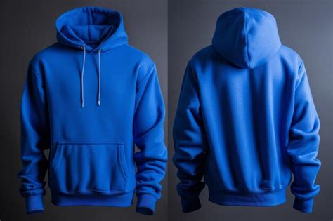 Premium Photo Royal Blue Hoodie Photographed From Both Front And Back Without Any Design