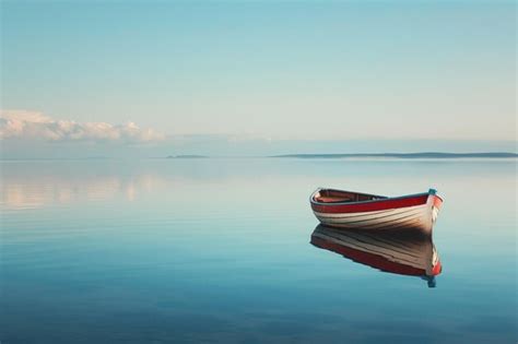 Premium Photo A Calm Water With A Lone Boat