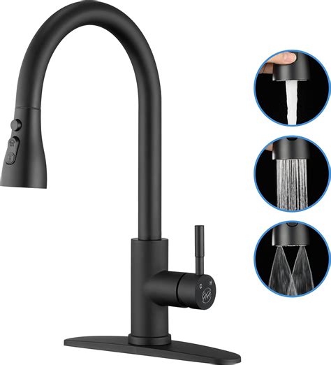 Gagalife Matte Black Kitchen Faucet With Pull Down Sprayer High Arc Stainless Steel Kitchen