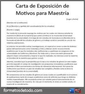 Carta De Exposici N De Motivos Para Maestr A Ejemplo