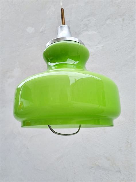 Mid Century Cased Glass Pendant Lamp Vintage Pendant Lamp Hanging Light Space Age Lighting