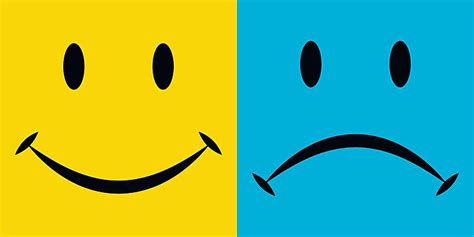 Vector Icons Depicting Joy And Disappointmentsmiling And Saddened Faces