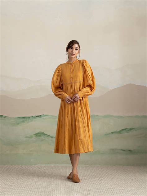 Aspen Midi Dress: Romantic Silk Dress With Puff Sleeves