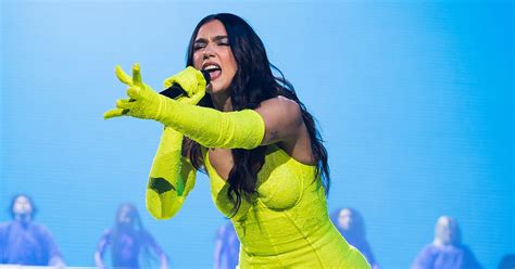 Dua Lipa Wears Neon Green Lace Balenciaga Catsuit For Tour Popsugar