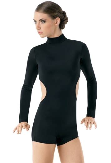 Mc New Solo Weissman Black Lace Up Back Mock Neck Unitard Size Mc