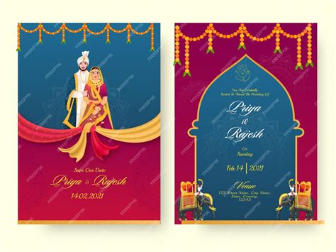 Premium Vector Traditional Indian Wedding Invitation Template Layout ...