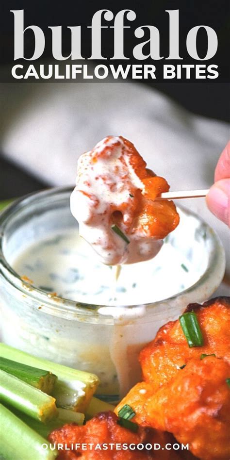 Baked Buffalo Cauliflower Bites With Ranch Dipping Sauce Buffalo Cauliflower Bites Baked