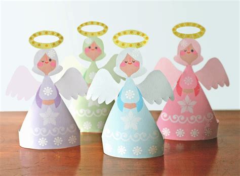 Gorgeous Christmas Angels Printable Paper Ornament Kit Instant