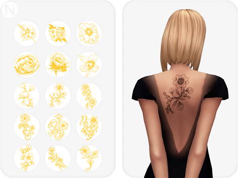 The Sims Resource Random Flowers Tattoos