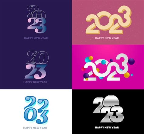 Gran Conjunto De 2023 Feliz Año Nuevo Diseño De Texto De Logotipo 2023 Plantilla De Diseño De