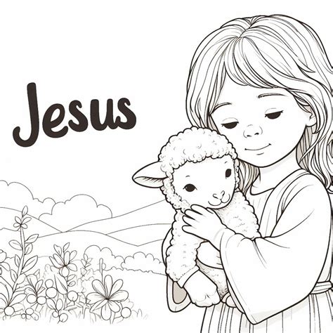 Child Christ With Lamb 2023 Catholic Coloring Page Copy