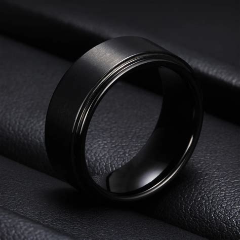 8mm Wide Fashion Black Men Tungsten Wedding Rings Wholesale Jewelry