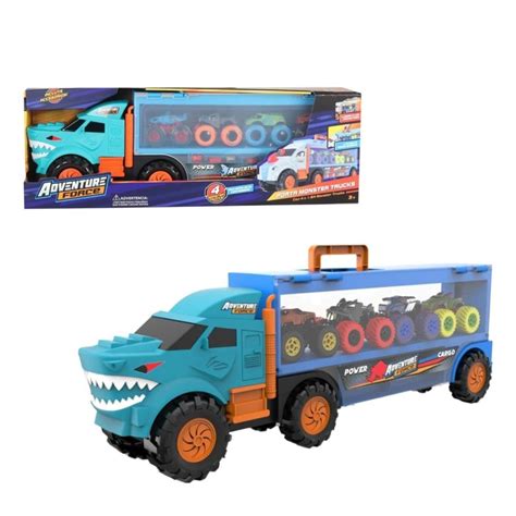 Trailer Monster Truck Adventure Force Remolque Mini Tibur N Azul Walmart