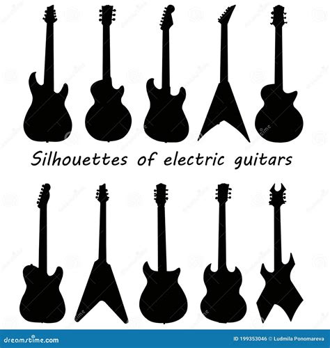 Set Of Electric Guitars Black Silhouette Stock Illustration Illustration Of Close Colors