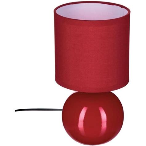 Atmosphera Lampe En Céramique Pied Boule Rouge H 24 5 Cm n242