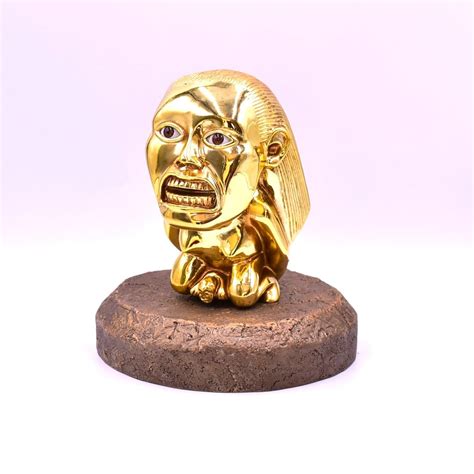 Indiana Jones Golden Fertility Idol Gold Plated With Eyes Stand