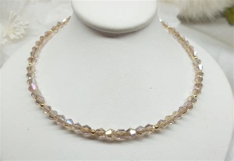 Champagne Crystal Necklace Champagne By Pearlsgemsncrystals