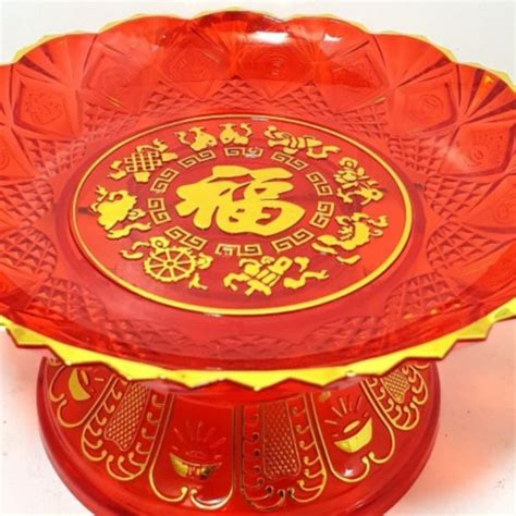 Jual Piring Buah Sembahyang Puja Altar Merah Kristal Jakarta