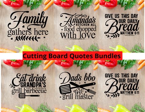 Digital Drawing Illustration Cutting Board Quotes Svg Bundle Kitchen