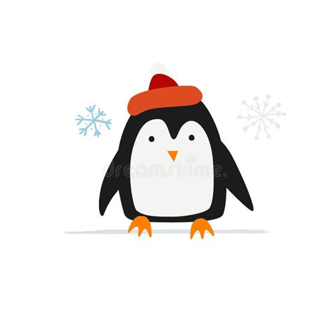 Funny Penguin Isolated on White. Sketch for Your Design Stock Vector ...