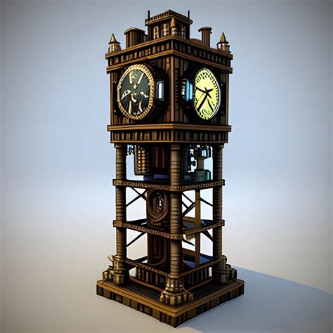 Voxel Steampunk Style Clock Tower 3d Arthub Ai