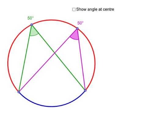 Circle Theorems Angles On The Same Arc Geogebra