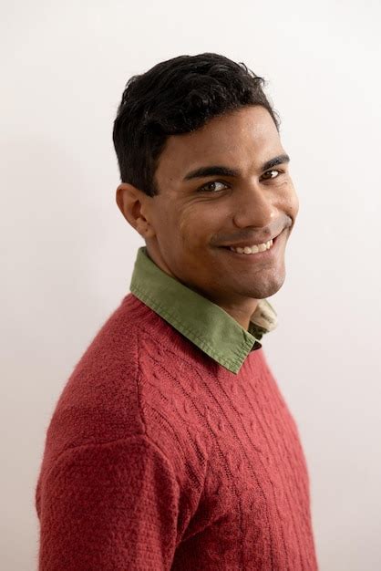 Premium Photo Portrait Of Happy Biracial Man With Black Hair Smiling