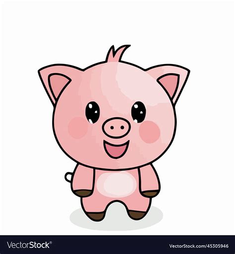 Cute Pig Pig Kawaii Chibi Drawing Style Pig Vector Image