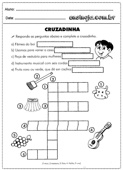 Palavras Cruzadas Infantil Para Imprimir Ensinoja