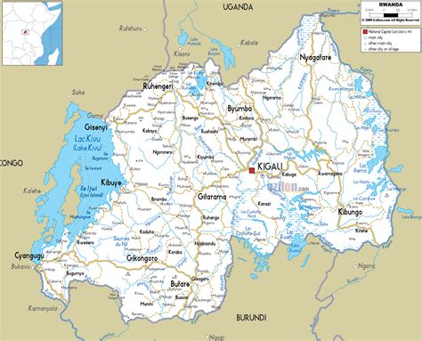 Large Road Map Of Rwanda With Cities And Airports Rwanda Africa