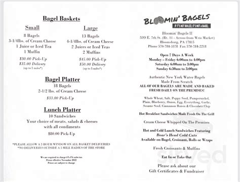 Bloomin Bagels Ii Menu In Bloomsburg Pennsylvania Usa