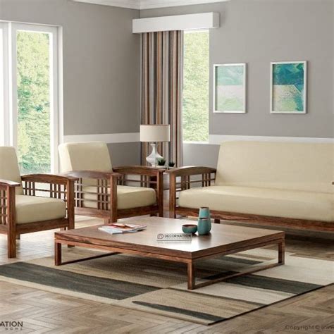 Zadar Wooden Seater Sofa Set Brown Decornation