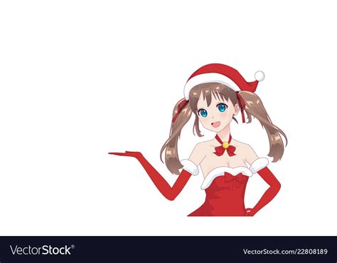 Anime Manga Girl Dressed In Santa Claus Costume Vector Image