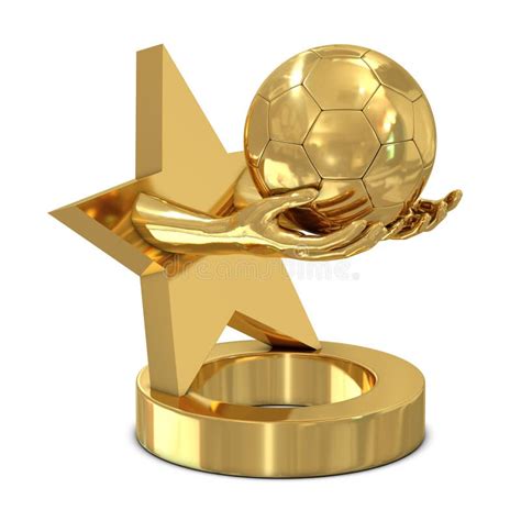 Trofeo Dorato Con La Stella Le Mani E La Sfera Di Calcio Illustrazione