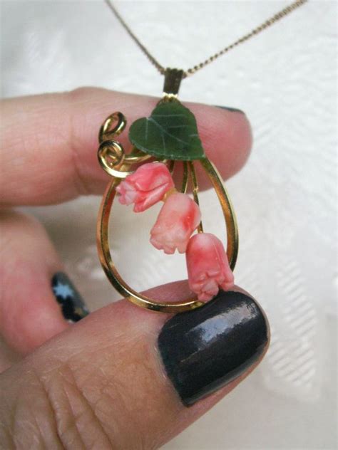 Vintage Angel Skin Coral Pikake Tulip Flower Jade Leaf Open Etsy